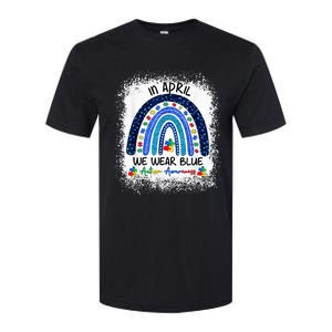 Rainbow Autism In April We Wear Blue Autism Awareness Month Softstyle CVC T-Shirt