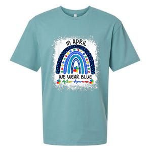 Rainbow Autism In April We Wear Blue Autism Awareness Month Sueded Cloud Jersey T-Shirt