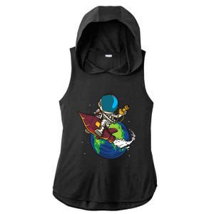 Retro Astronaut Illustration Ladies PosiCharge Tri-Blend Wicking Draft Hoodie Tank