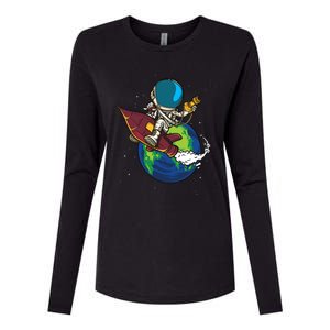 Retro Astronaut Illustration Womens Cotton Relaxed Long Sleeve T-Shirt