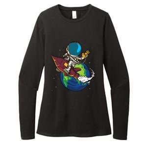 Retro Astronaut Illustration Womens CVC Long Sleeve Shirt