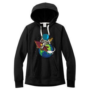 Retro Astronaut Illustration Women's Fleece Hoodie