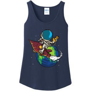 Retro Astronaut Illustration Ladies Essential Tank