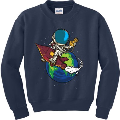 Retro Astronaut Illustration Kids Sweatshirt