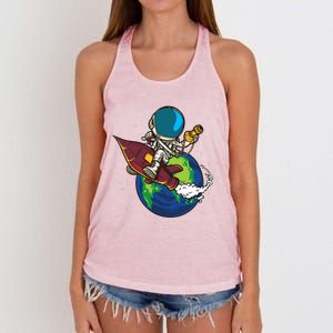 Retro Astronaut Illustration Women's Knotted Racerback Tank