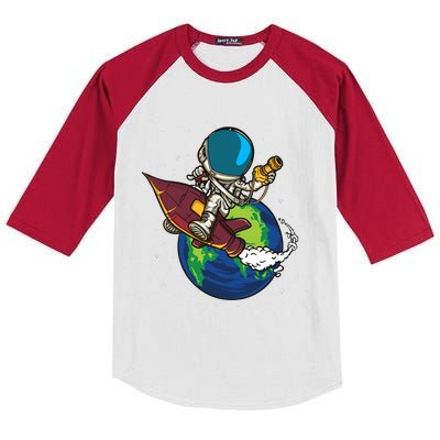 Retro Astronaut Illustration Kids Colorblock Raglan Jersey