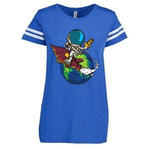 Retro Astronaut Illustration Enza Ladies Jersey Football T-Shirt