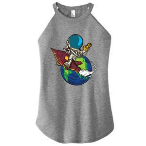 Retro Astronaut Illustration Women's Perfect Tri Rocker Tank