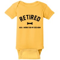 Retired Aka I Work For My Dog Now Baby Bodysuit