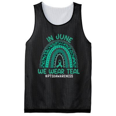 Rainbow Awareness In June We Wear Teal PTSD Awareness Month Mesh Reversible Basketball Jersey Tank