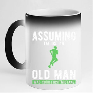 Runner Assuming Im Just An Old Was Your First Mistake Gift 11oz Black Color Changing Mug