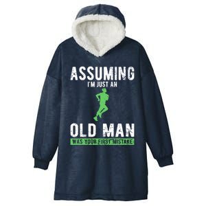 Runner Assuming Im Just An Old Was Your First Mistake Gift Hooded Wearable Blanket