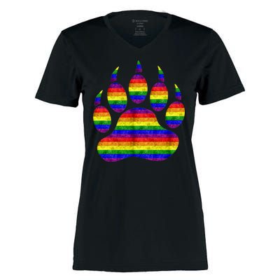 Rainbow Bear Paw Women's Momentum V-Neck T-Shirt