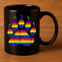 Rainbow Bear Paw 11oz C Handle Ceramic Mug