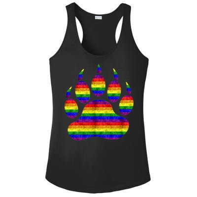 Rainbow Bear Paw Ladies PosiCharge Competitor Racerback Tank