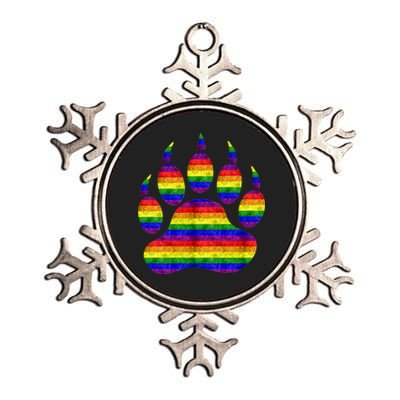 Rainbow Bear Paw Metallic Star Ornament