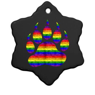 Rainbow Bear Paw Ceramic Star Ornament