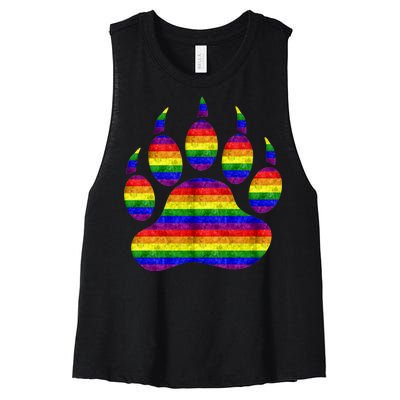 Rainbow Bear Paw Women's Racerback Cropped Tank