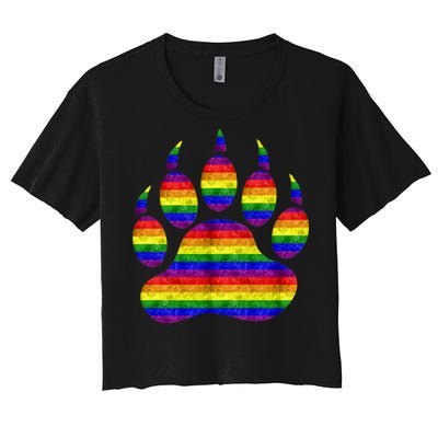 Rainbow Bear Paw Women's Crop Top Tee