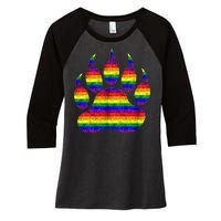 Rainbow Bear Paw Women's Tri-Blend 3/4-Sleeve Raglan Shirt