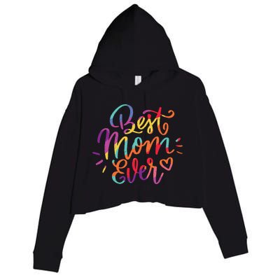 Rainbow Best Mom Ever Crop Fleece Hoodie