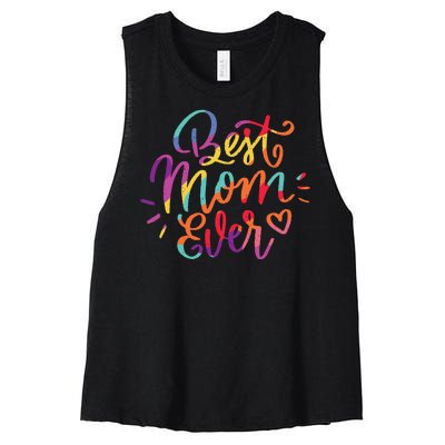 Rainbow Best Mom Ever Women's Racerback Cropped Tank