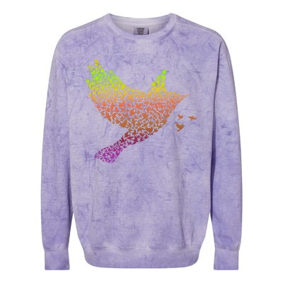 Rainbow Bird Abstract Flock Colorblast Crewneck Sweatshirt