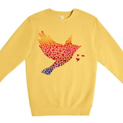 Rainbow Bird Abstract Flock Premium Crewneck Sweatshirt