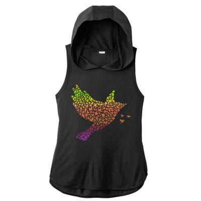 Rainbow Bird Abstract Flock Ladies PosiCharge Tri-Blend Wicking Draft Hoodie Tank