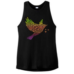 Rainbow Bird Abstract Flock Ladies PosiCharge Tri-Blend Wicking Tank