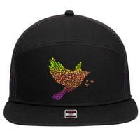 Rainbow Bird Abstract Flock 7 Panel Mesh Trucker Snapback Hat