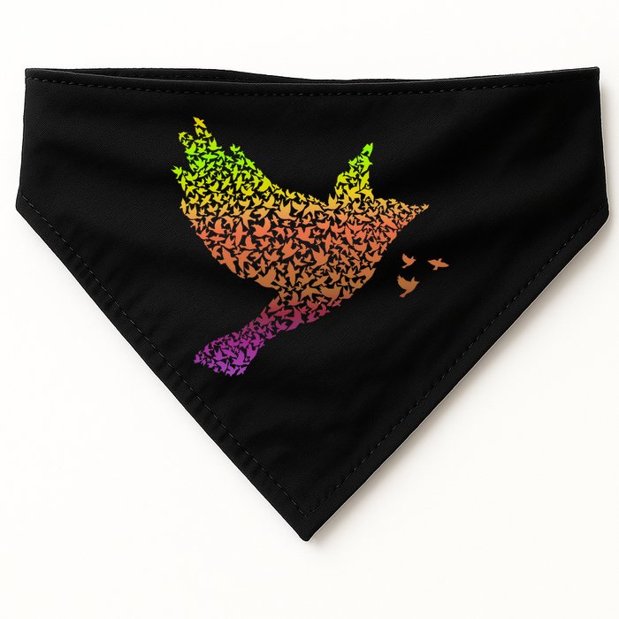 Rainbow Bird Abstract Flock USA-Made Doggie Bandana