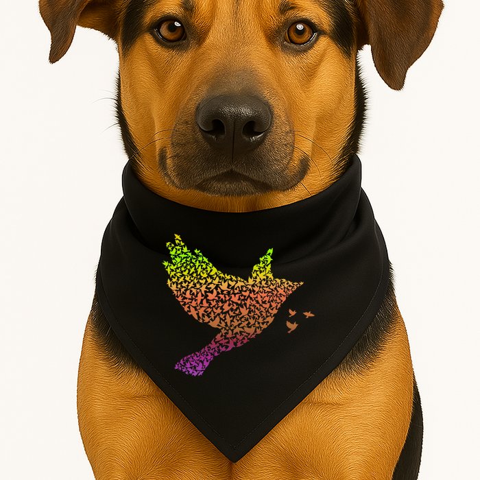 Rainbow Bird Abstract Flock USA-Made Doggie Bandana