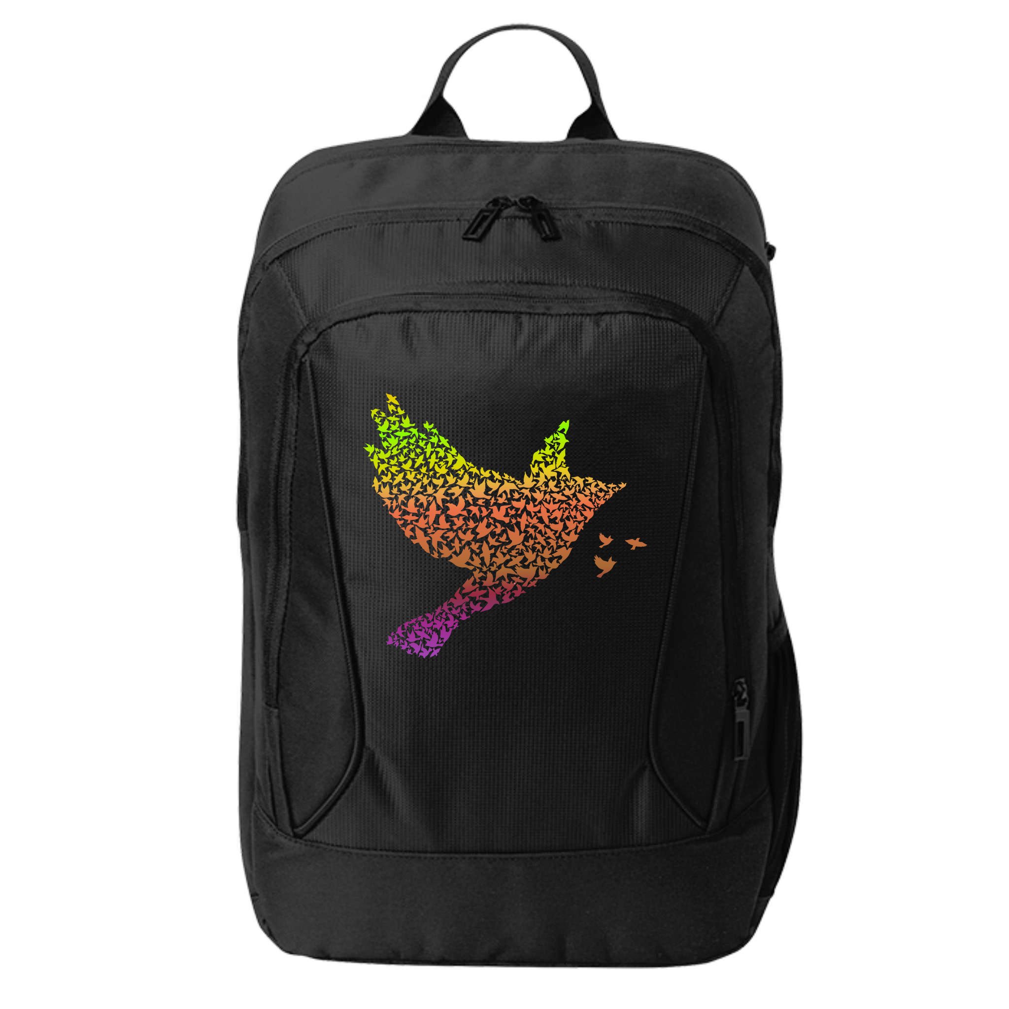 Rainbow Bird Abstract Flock City Backpack
