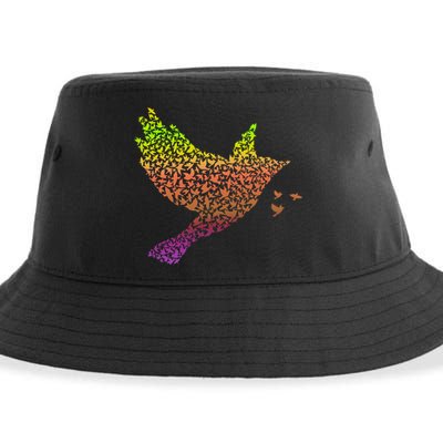 Rainbow Bird Abstract Flock Sustainable Bucket Hat