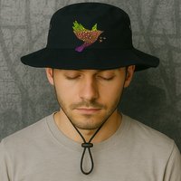 Rainbow Bird Abstract Flock Bucket Hat