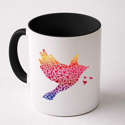 Rainbow Bird Abstract Flock Mug