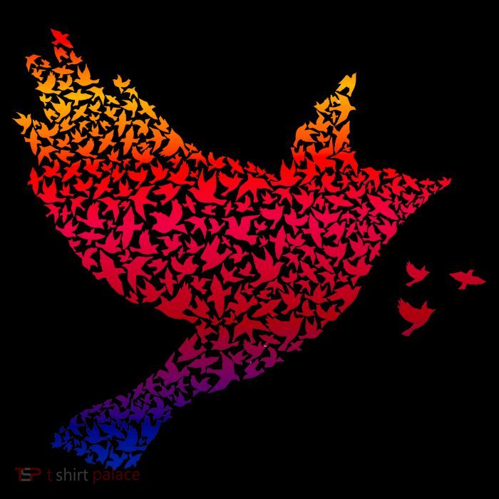 Rainbow Bird Abstract Flock Mug