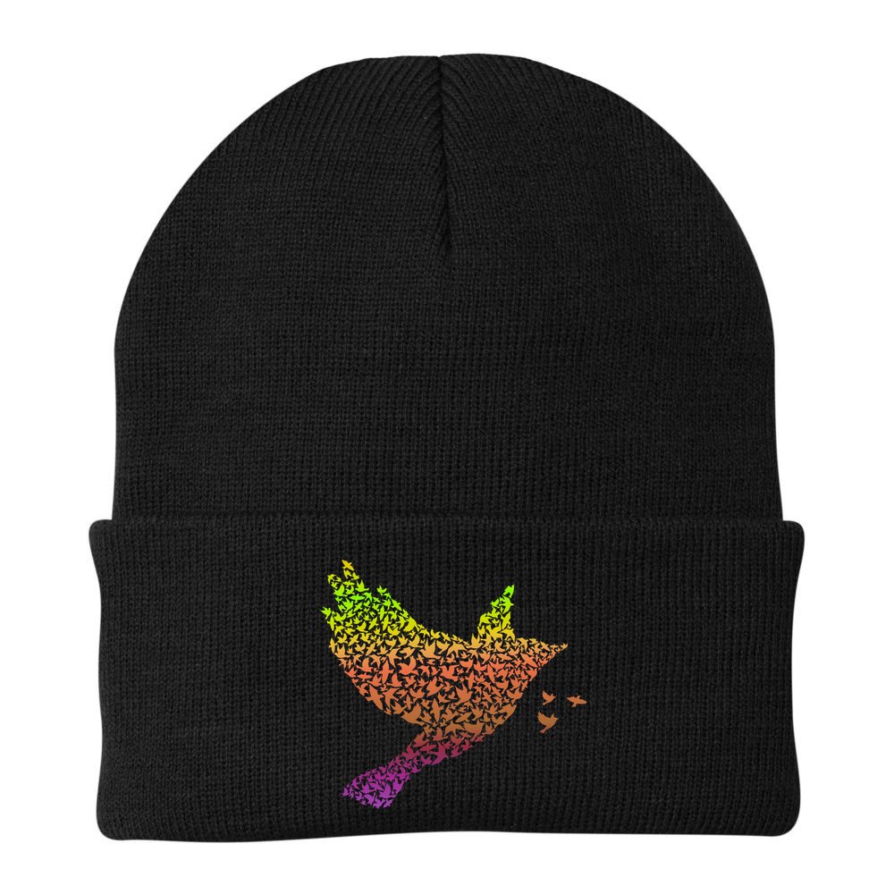 Rainbow Bird Abstract Flock Beanie