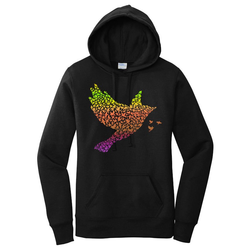 Rainbow Bird Abstract Flock Women's Pullover Hoodie