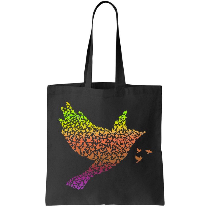 Rainbow Bird Abstract Flock Bag