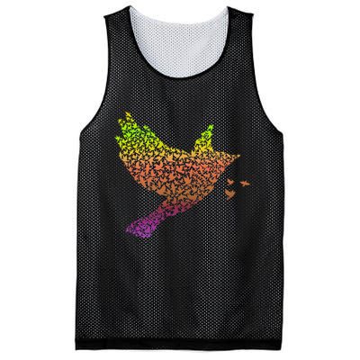 Rainbow Bird Abstract Flock Mesh Reversible Basketball Jersey Tank