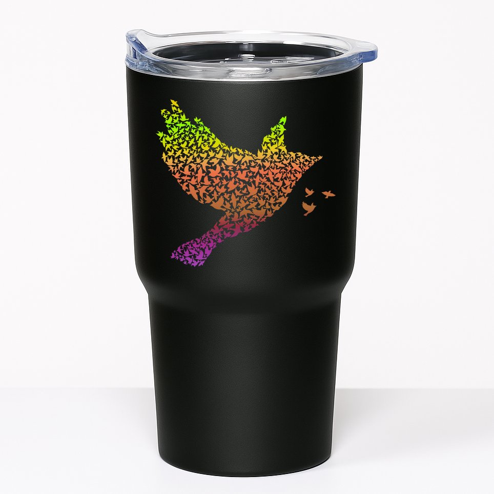 Rainbow Bird Abstract Flock Tumbler