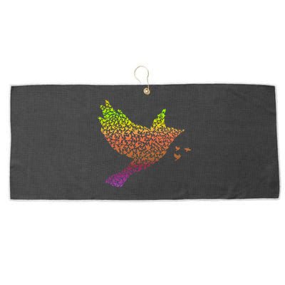 Rainbow Bird Abstract Flock Large Microfiber Waffle Golf Towel