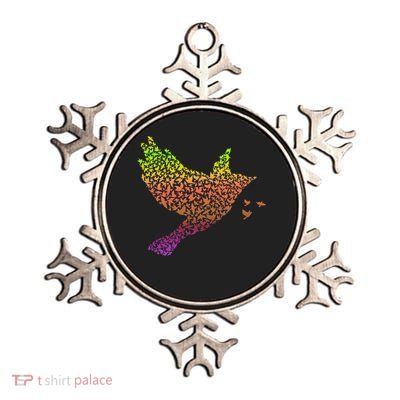 Rainbow Bird Abstract Flock Metallic Star Ornament