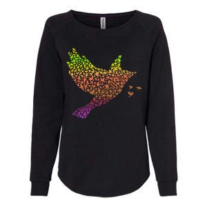 Rainbow Bird Abstract Flock Womens California Wash Sweatshirt