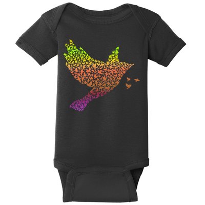 Rainbow Bird Abstract Flock Baby Bodysuit