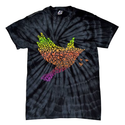 Rainbow Bird Abstract Flock Tie-Dye T-Shirt