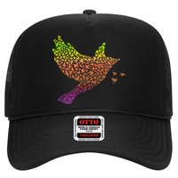 Rainbow Bird Abstract Flock Hat