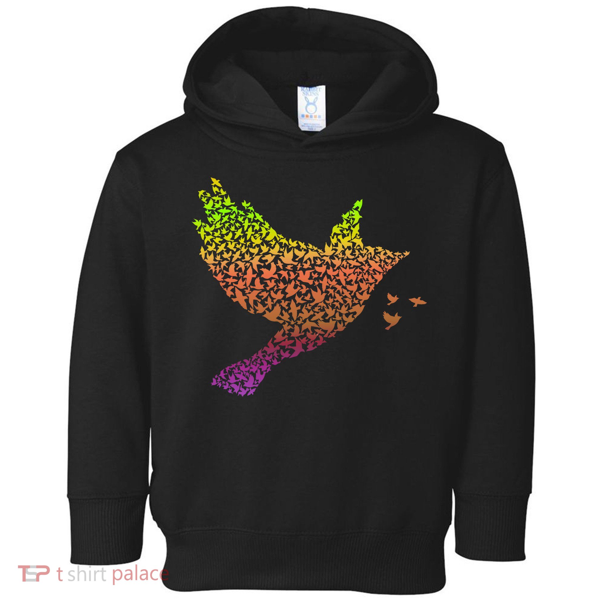 Rainbow Bird Abstract Flock Toddler Hoodie